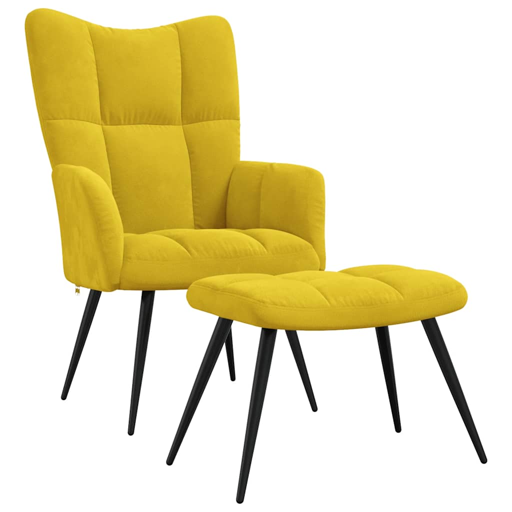 foto del prodotto poltrona relax con poggiapiedi giallo senape in velluto cod mxl 13931
