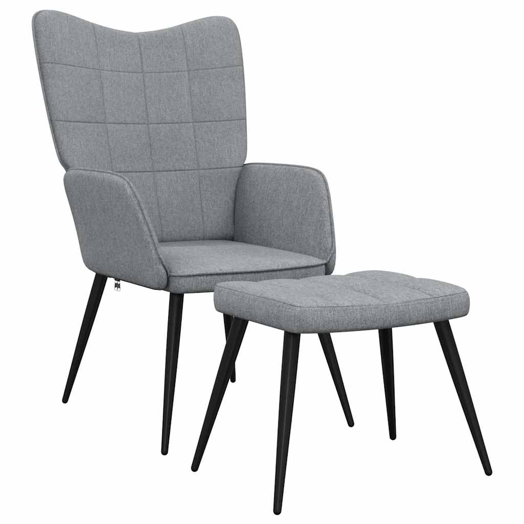 foto del prodotto poltrona relax con poggiapiedi grigio chiaro in tessuto cod mxl 32629