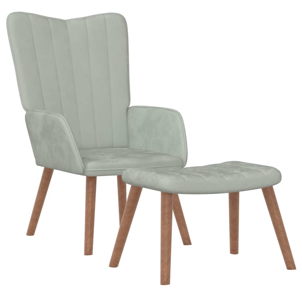 foto del prodotto poltrona relax con poggiapiedi grigio chiaro in velluto cod mxl 9853