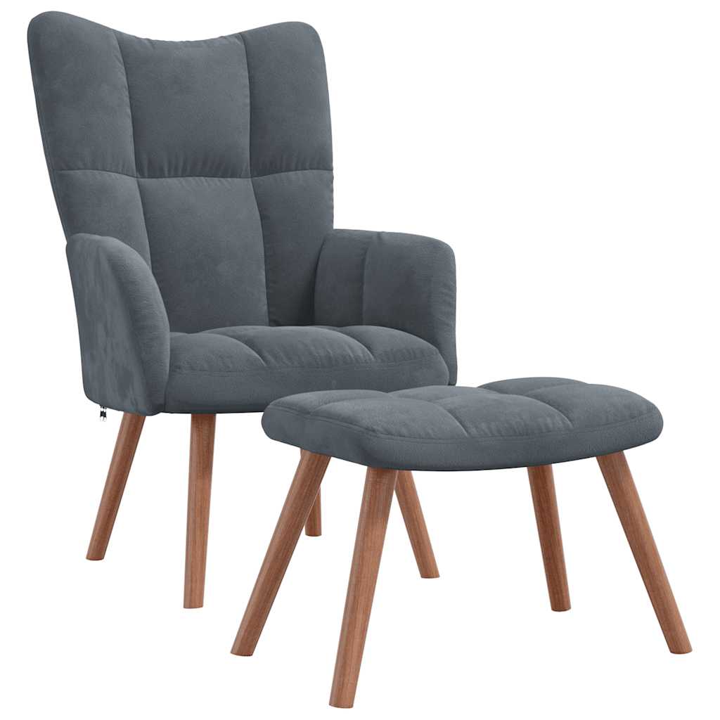 foto del prodotto poltrona relax con poggiapiedi grigio scuro in velluto cod mxl 12905