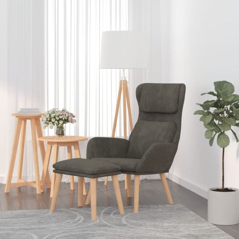 foto del prodotto poltrona relax con poggiapiedi grigio scuro in velluto vidaxl