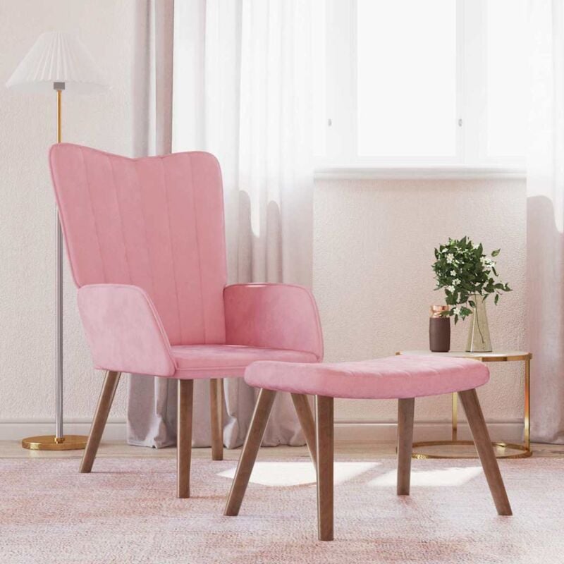 foto del prodotto poltrona relax con poggiapiedi rosa in velluto vidaxl