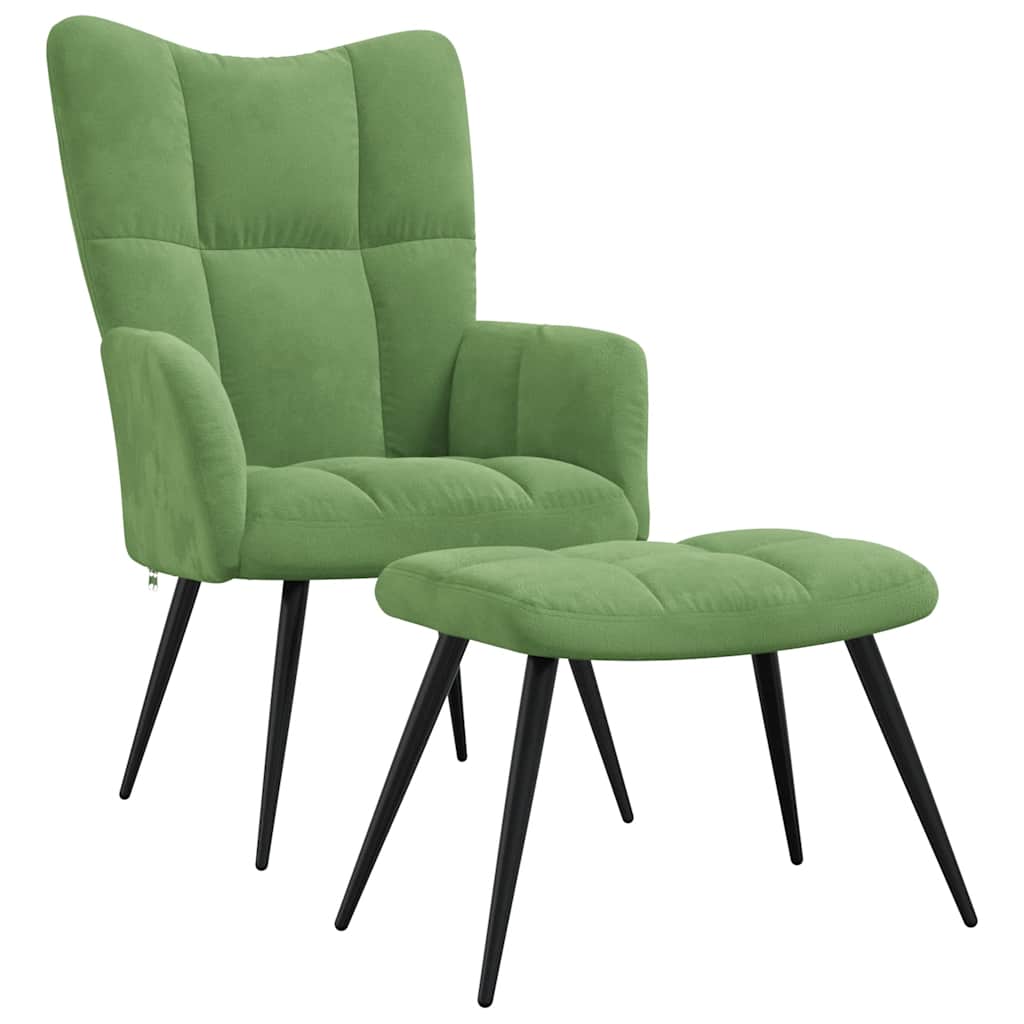 foto del prodotto poltrona relax con poggiapiedi verde chiaro in velluto cod mxl 32662