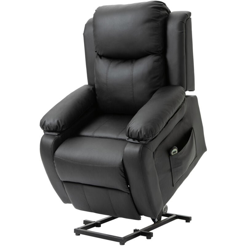 foto del prodotto poltrona relax elettrica alzapersona e reclinabile 160 similpelle nera homcom