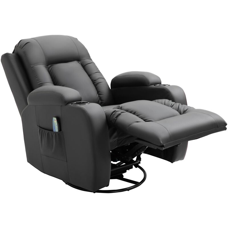 foto del prodotto poltrona relax elettrica massaggiante e riscaldata 1 motore 85x94x104 cm in similpelle nera