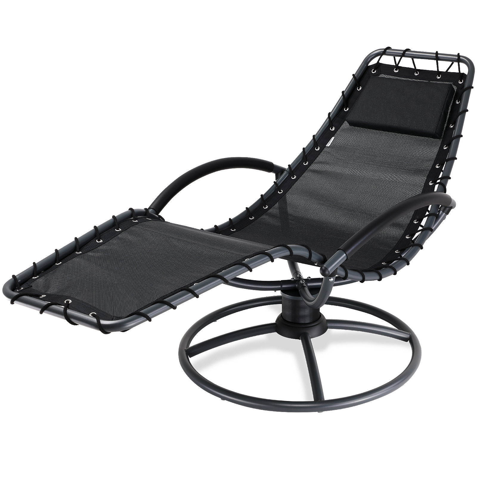 foto del prodotto poltrona relax eve oscillabile 360 con cuscini acciaio sdraio da giardino balcone terrazzo anthrazit de casaria