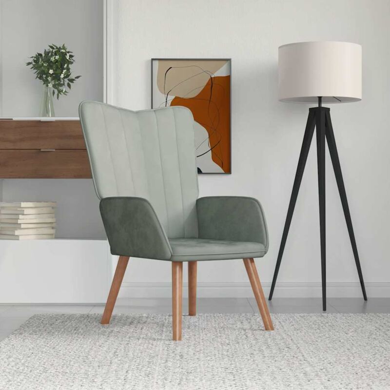 foto del prodotto poltrona relax grigio chiaro in velluto vidaxl