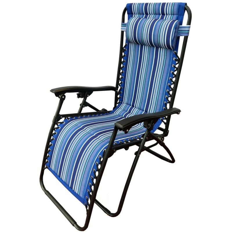 foto del prodotto poltrona relax imbottita regolabile reclinabile con righe blu