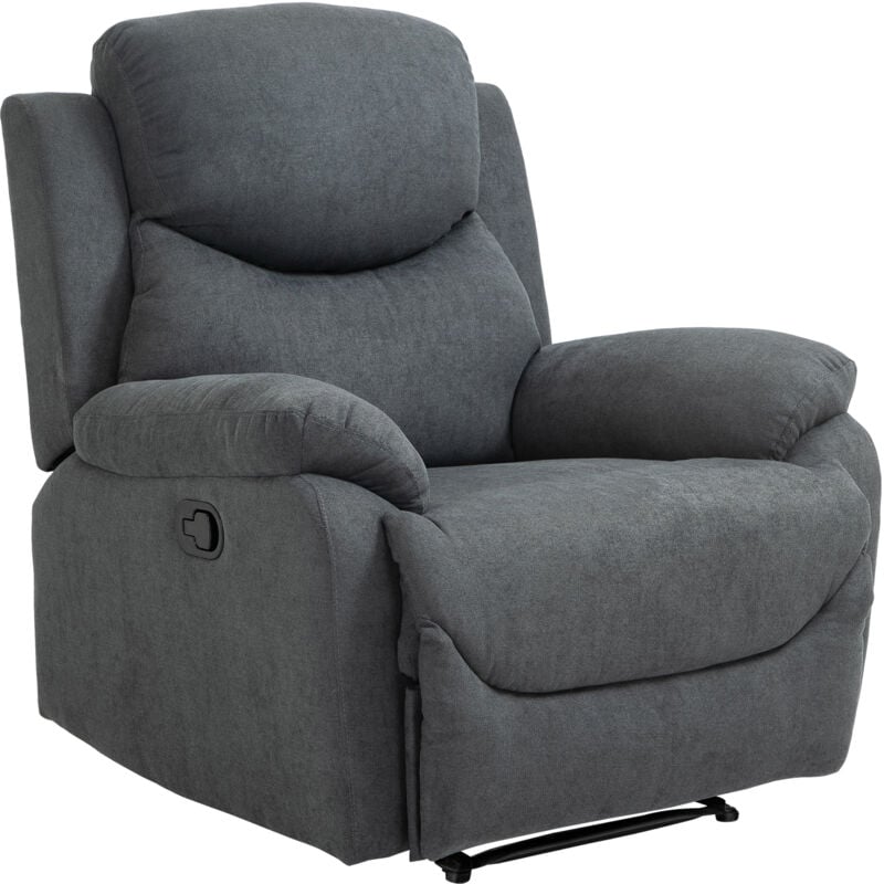 foto del prodotto poltrona relax in lino grigio schienale reclinabile 150 93x88x102cm homcom