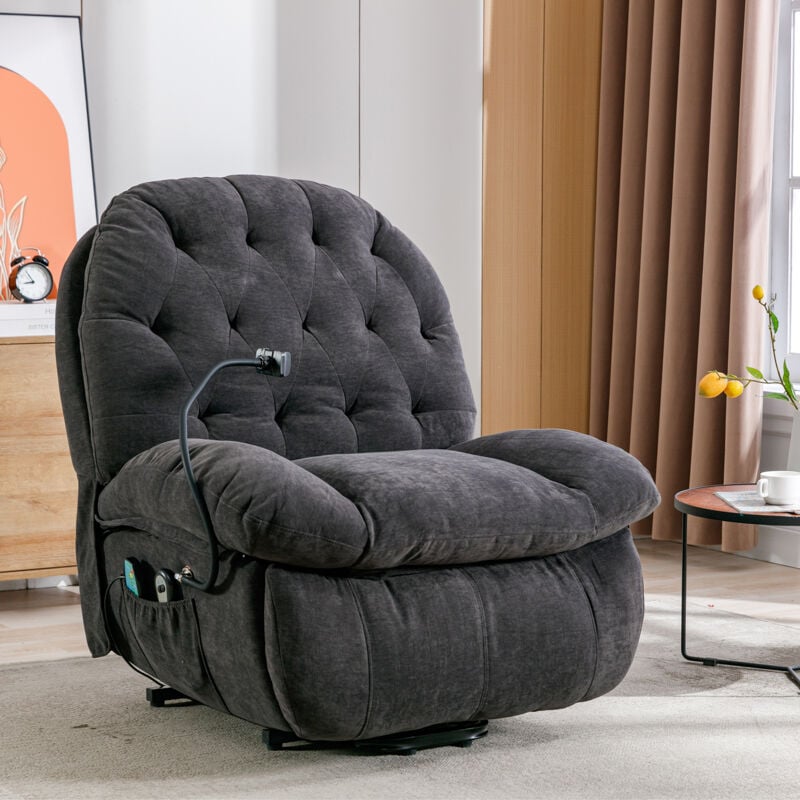 foto del prodotto poltrona relax poltrona massaggiante elettrica con riscaldamento. 4 potenti zone di massaggio. 15 30 60 minuti. peluche. grigio