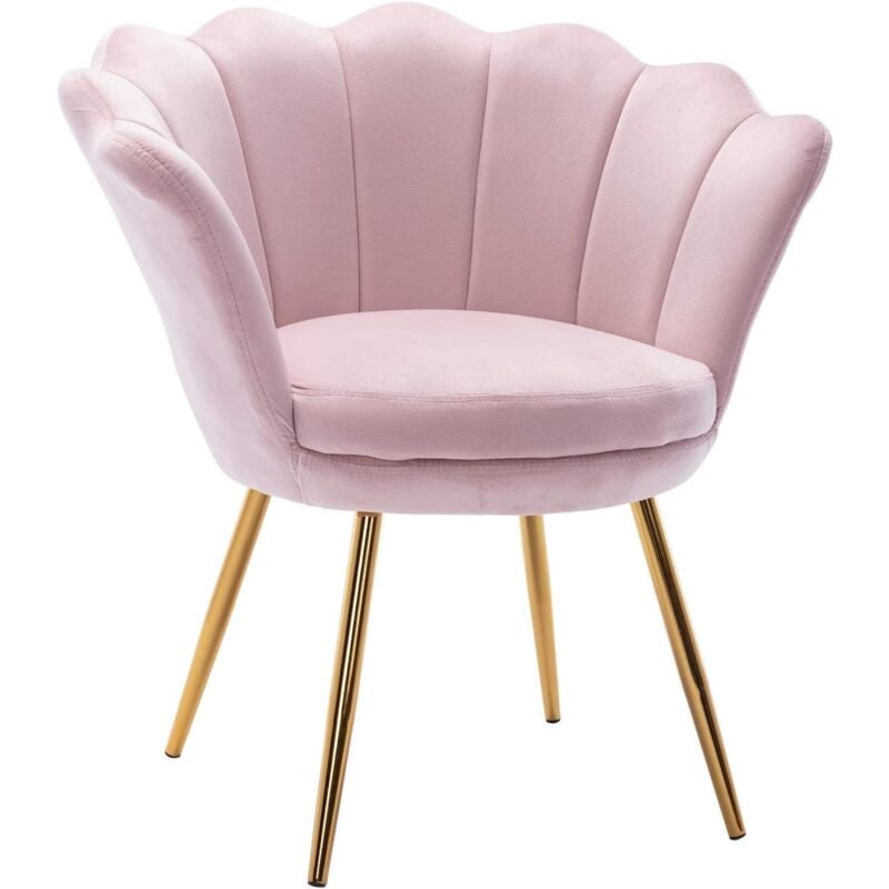 foto del prodotto poltrona relax, poltroncina salotto con gambe dorato poltrona velluto, rosa chiaro, wahson