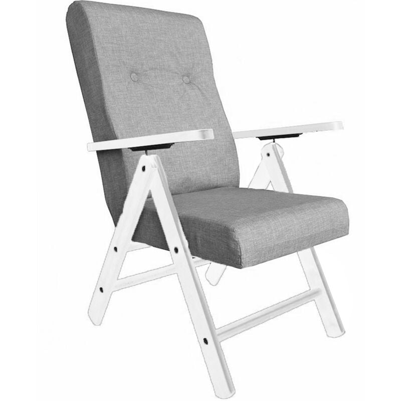 foto del prodotto poltrona relax reclinabile bianca sedia sdraio imbottita grigia da casa in legno schienale ergonomica robusta 4 posizioni made in italy tessuto