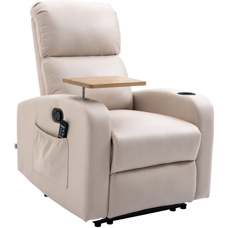 foto del prodotto poltrona relax reclinabile con poggiapiedi e telecomando beige homcom