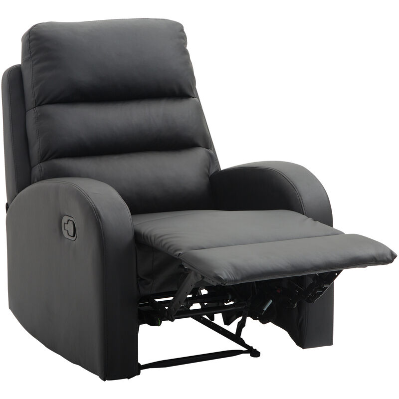 foto del prodotto poltrona relax reclinabile ergonomica con poggiapiedi in ecopelle nero homcom