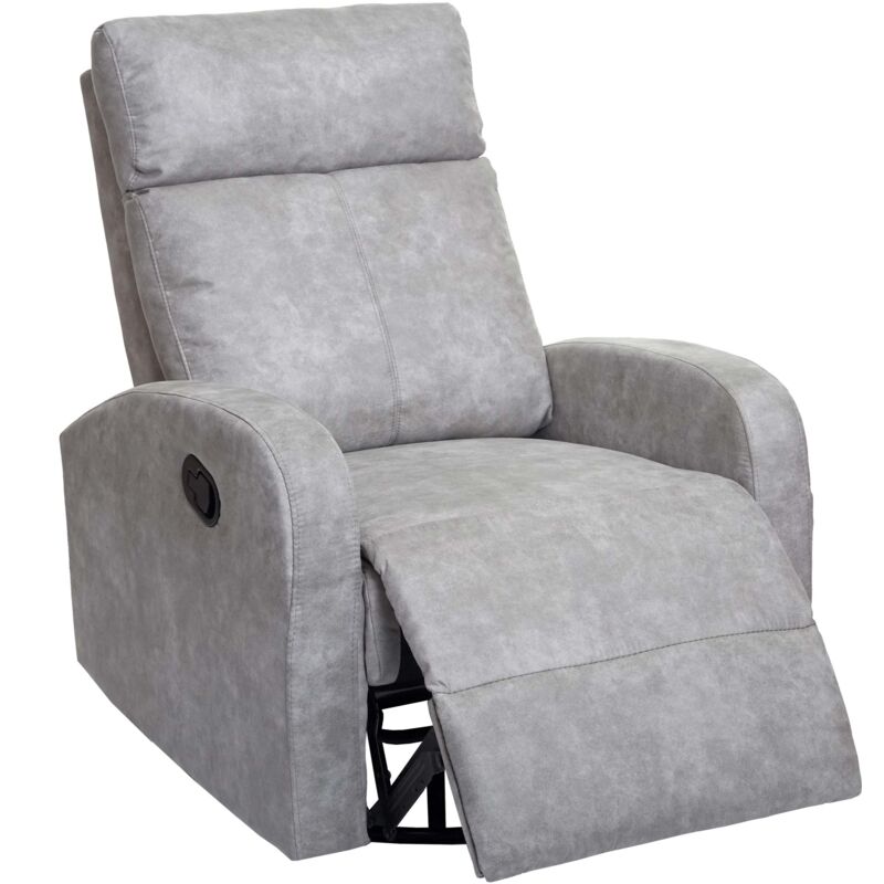 foto del prodotto poltrona relax reclinabile girevole dondolo hhg 325 premium tessuto grigio chiaro
