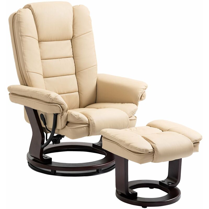 foto del prodotto poltrona relax reclinabile manuale 79x80x102 cm con poggiapiedi in similpelle beige