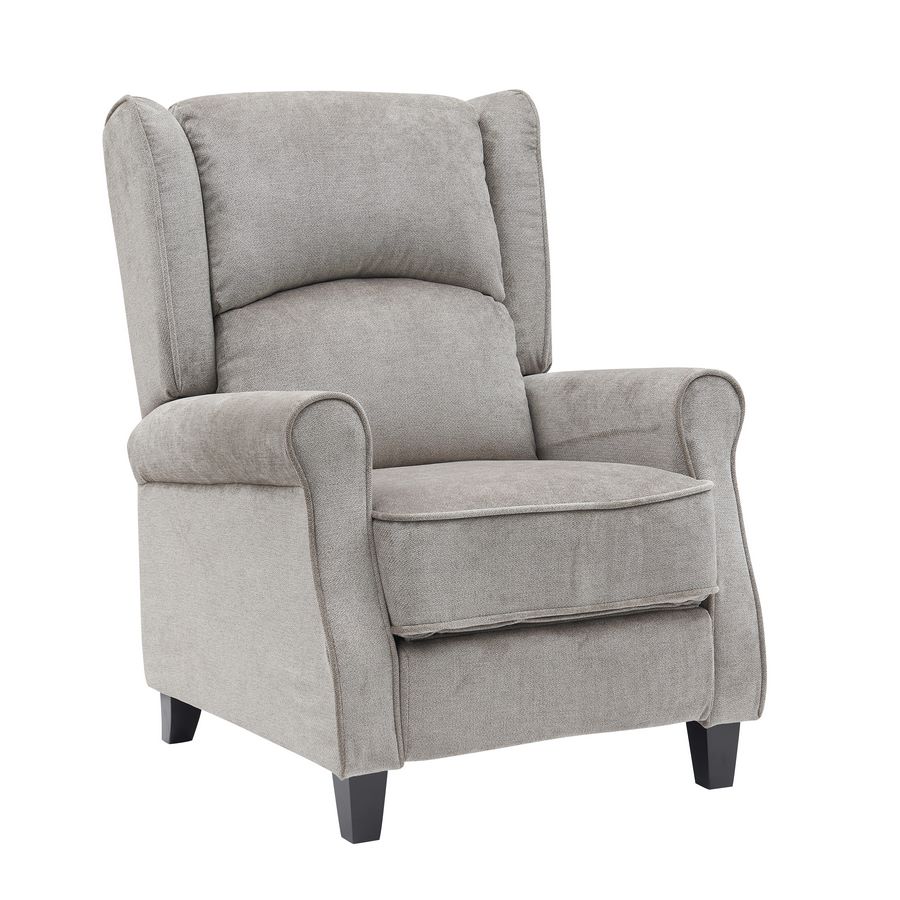 foto del prodotto poltrona relax reclinabile push back con braccioli in tessuto grigio