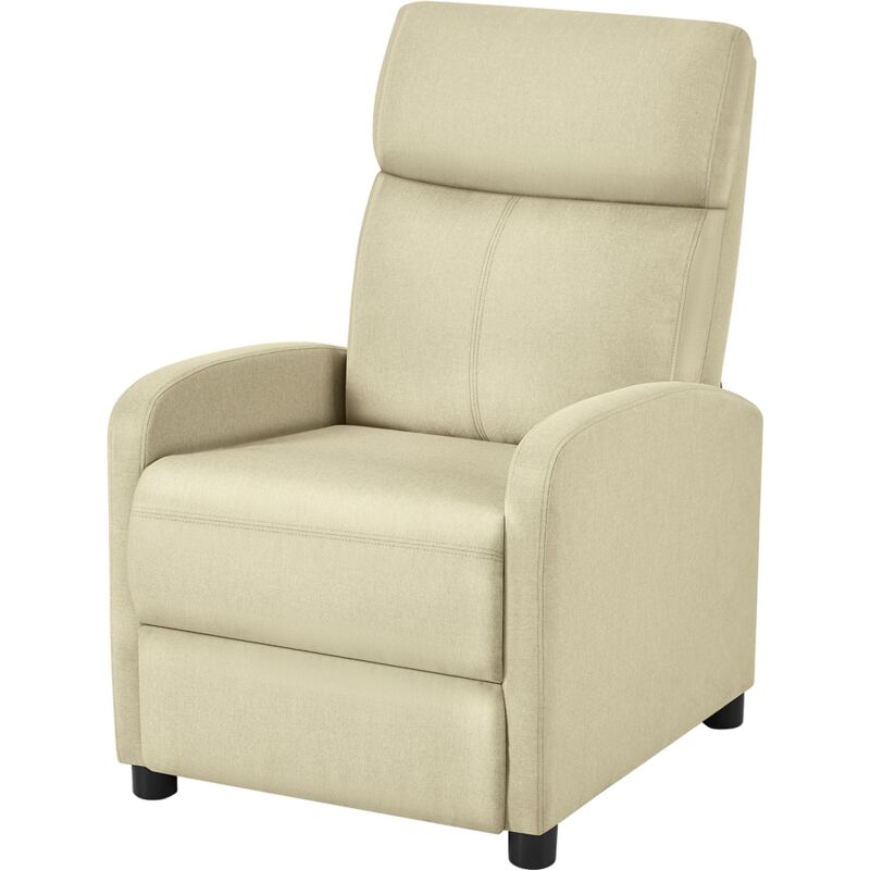 foto del prodotto poltrona relax reclinabile regolabile divano monoposto con poggiapiedi da soggiorno camera da letto 61,5 cm 87 cm 99 cm beige tessuto yaheetech
