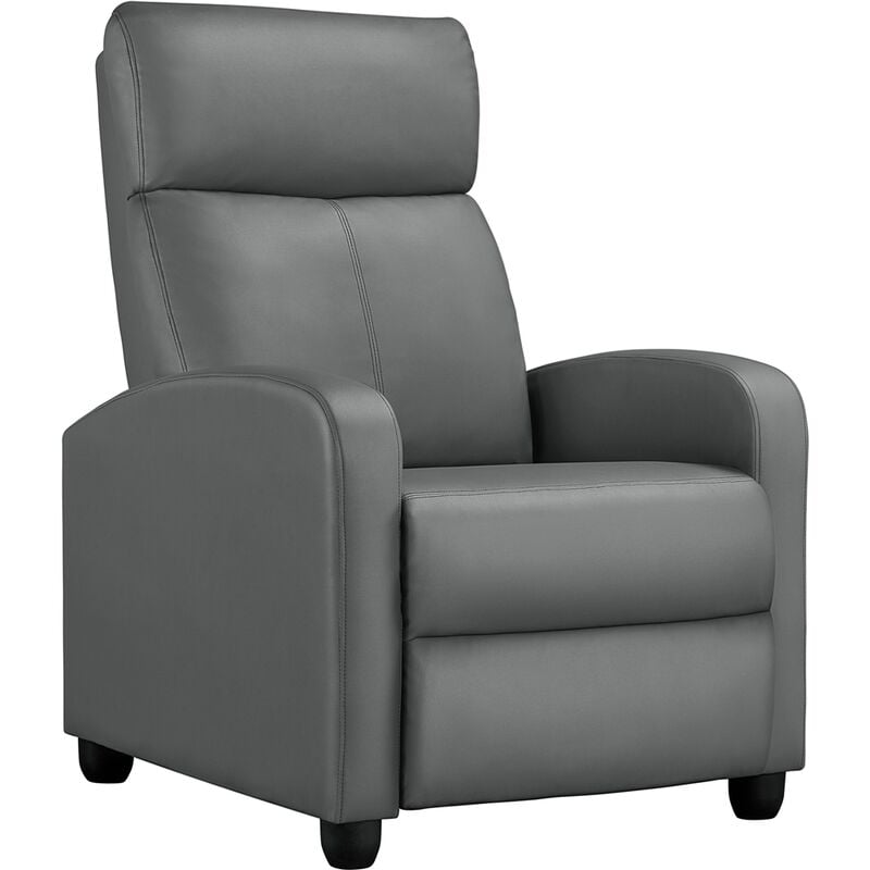 foto del prodotto poltrona relax reclinabile regolabile divano monoposto con poggiapiedi da soggiorno camera da letto 61,5 cm 87 cm 99 cm grigio similpelle