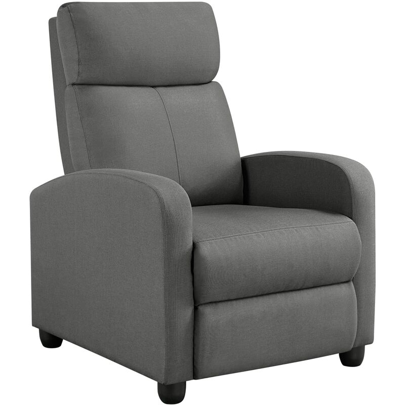 foto del prodotto poltrona relax reclinabile regolabile divano monoposto con poggiapiedi da soggiorno camera da letto 61,5 cm 87 cm 99 cm grigio tessuto yaheetech
