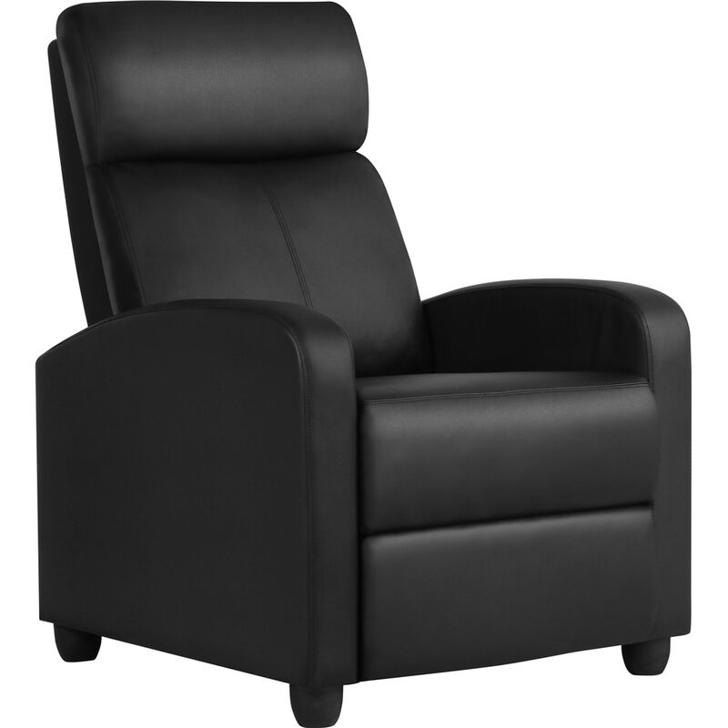 foto del prodotto poltrona relax reclinabile regolabile divano monoposto con poggiapiedi da soggiorno camera da letto 61,5 cm 87 cm 99 cm nero similpelle