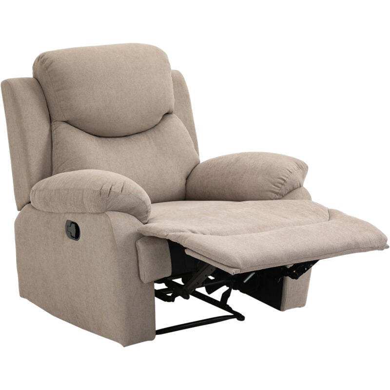 foto del prodotto poltrona relax schienale reclinabile 150 e poggiapiedi in tessuto beige homcom