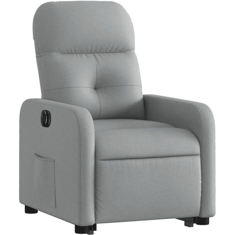 foto del prodotto poltrona relax tv con comodissima funzione di sollevamento elettrico in tessuto grigio chiaro dec028323