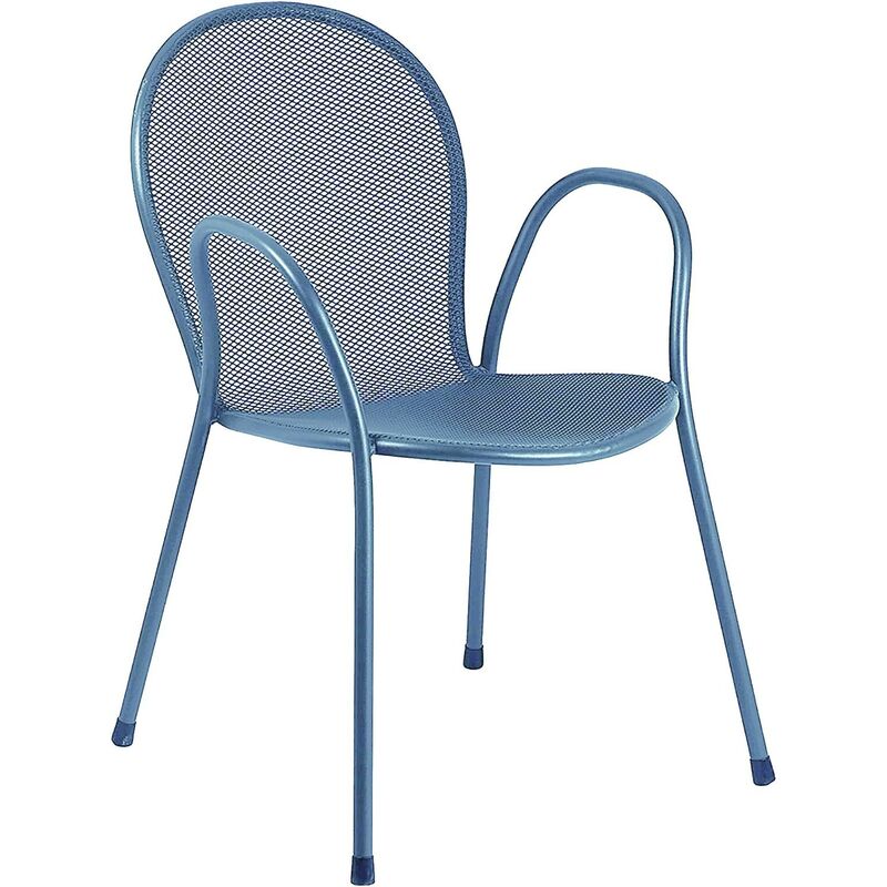 foto del prodotto poltrona ronda in acciaio azzurro marina 60x65x82h cm impilabile