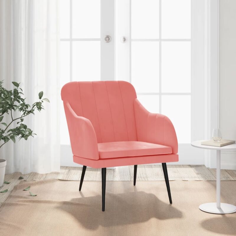 foto del prodotto poltrona rosa 63x76x80 cm velluto vidaxl
