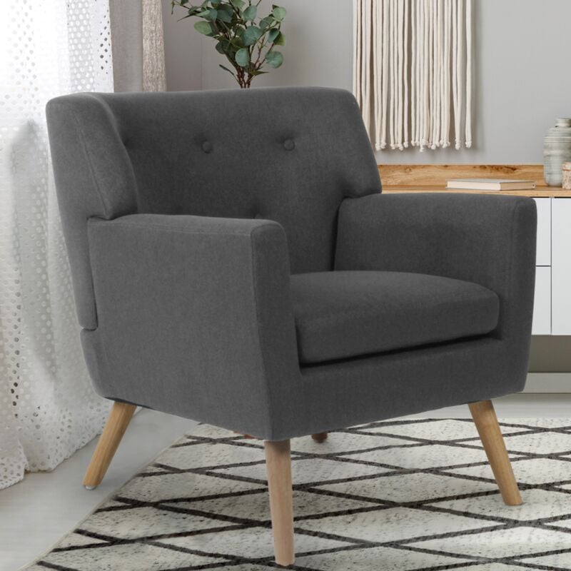 foto del prodotto poltrona scandinava in tessuto grigio antracite liv