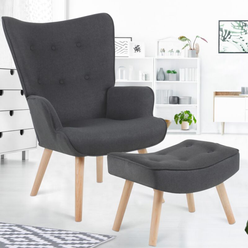 foto del prodotto poltrona scandinava ivar con poggiapiedi in grigio antracite