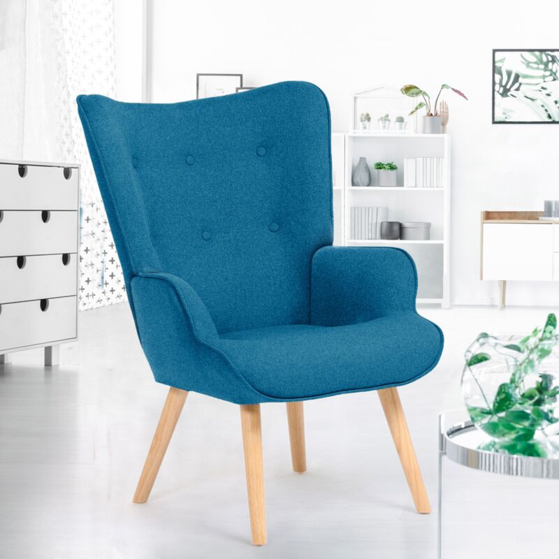 foto del prodotto poltrona scandinava ivar in tessuto blu anatra