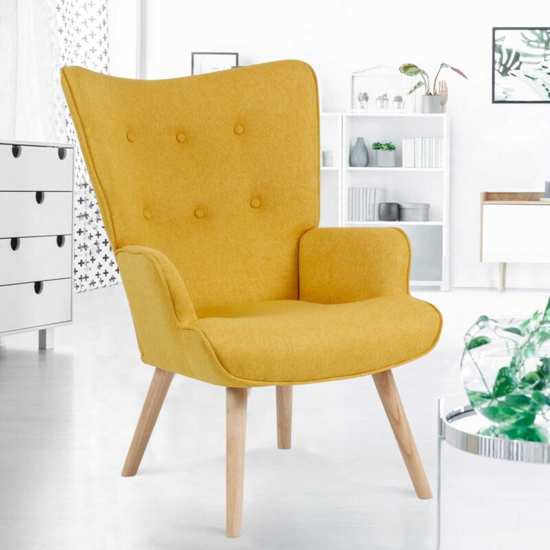 foto del prodotto poltrona scandinava ivar in tessuto giallo