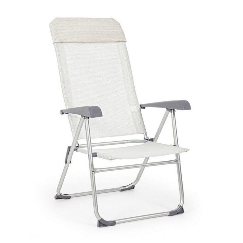 foto del prodotto poltrona sdraio da giardino in alluminio e tessuto bianco cross 58x62,5x h110 cm