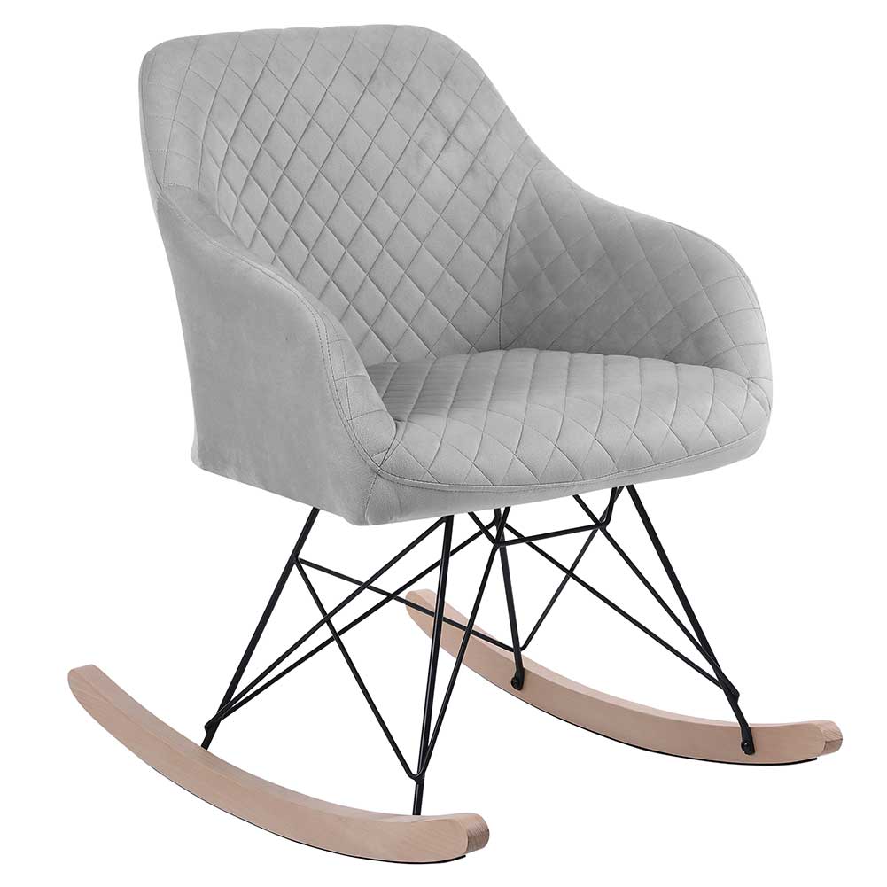 foto del prodotto poltrona sedia dondolo relax base slitta scandinavo imbottita design unic grigio