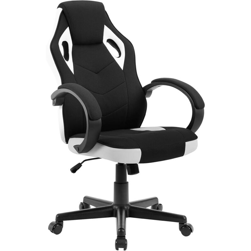 foto del prodotto poltrona sedia gaming con schienale reclinabil bianco woltu