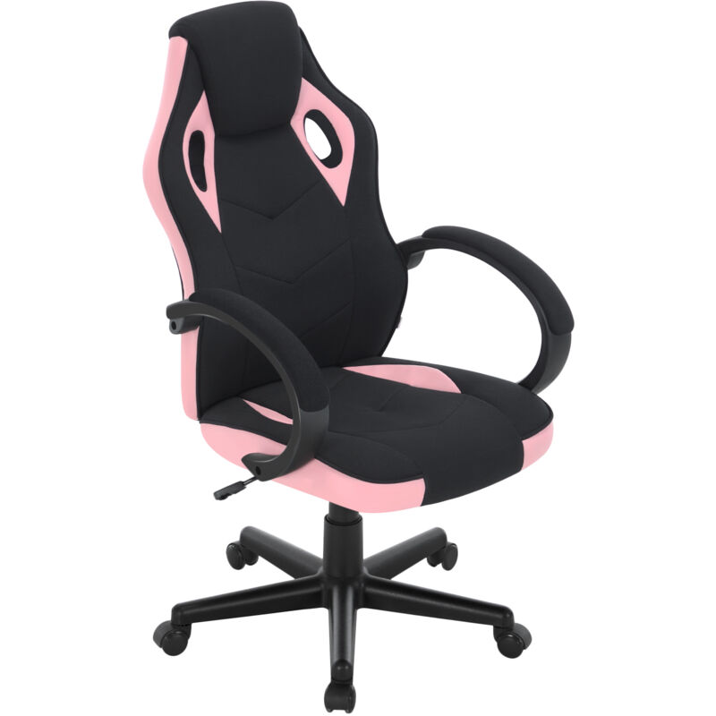 foto del prodotto poltrona sedia gaming con schienale reclinabil nero rosa woltu