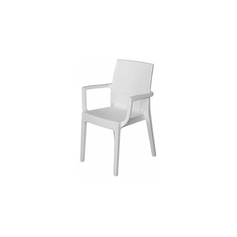 foto del prodotto poltrona sedia resina bistrot bianco effetto rattan per terrazzi bar