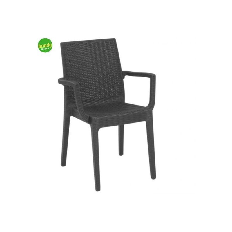 foto del prodotto poltrona sedia resina dafne antracite effetto rattan per terrazzi bar