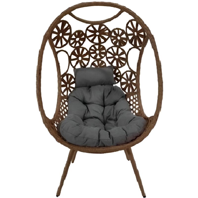 foto del prodotto poltrona sedia sospesa con cuscini sedia pensile per patio giardino terrazzo poly rattan per interno esterno ovetto portata 130 kg