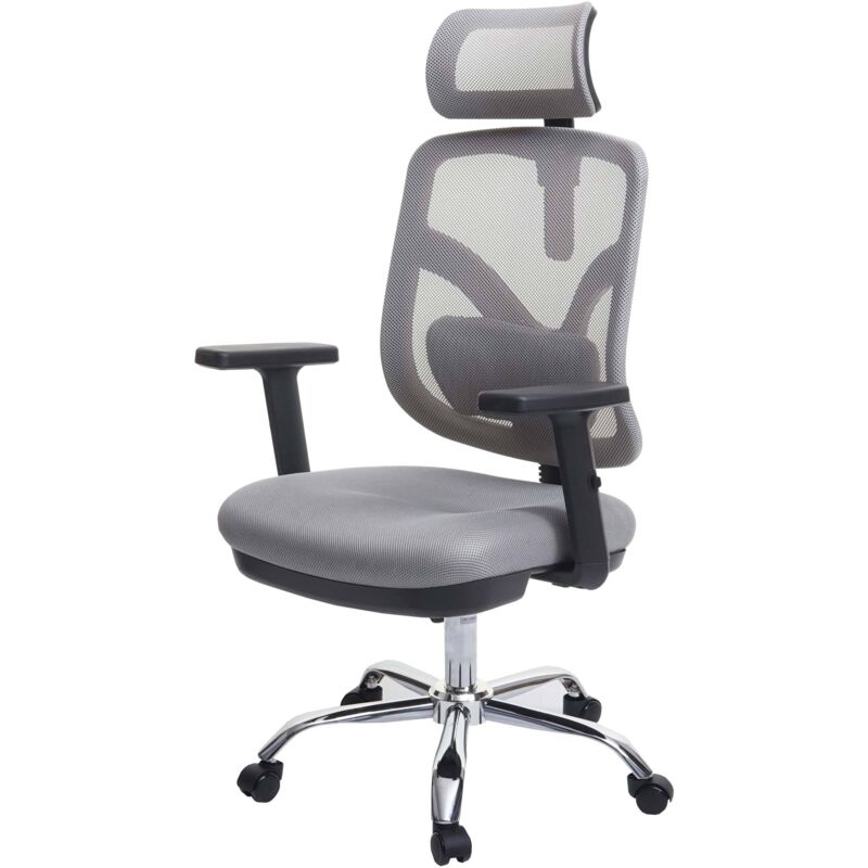 foto del prodotto poltrona sedia ufficio girevole ergonomica hhg 937 regolabile tessuto traspirante grigio