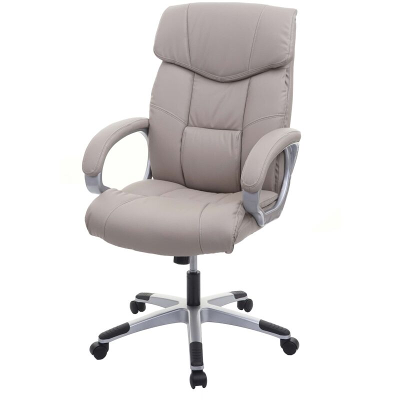 foto del prodotto poltrona sedia ufficio girevole regolabile hhg 052 design moderno ecopelle grigio tortora