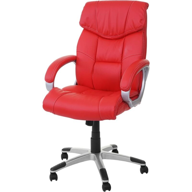 foto del prodotto poltrona sedia ufficio girevole regolabile hhg 052 design moderno ecopelle rosso