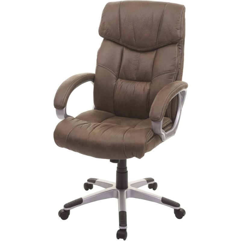 foto del prodotto poltrona sedia ufficio girevole regolabile hhg 776 design moderno tessuto effetto scamosciato marrone