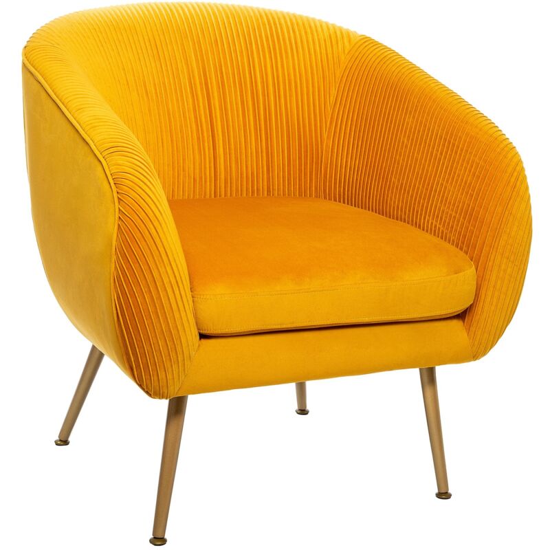 foto del prodotto poltrona solaro in velluto plissettato giallo senape atmosphera cr ateur d int rieur