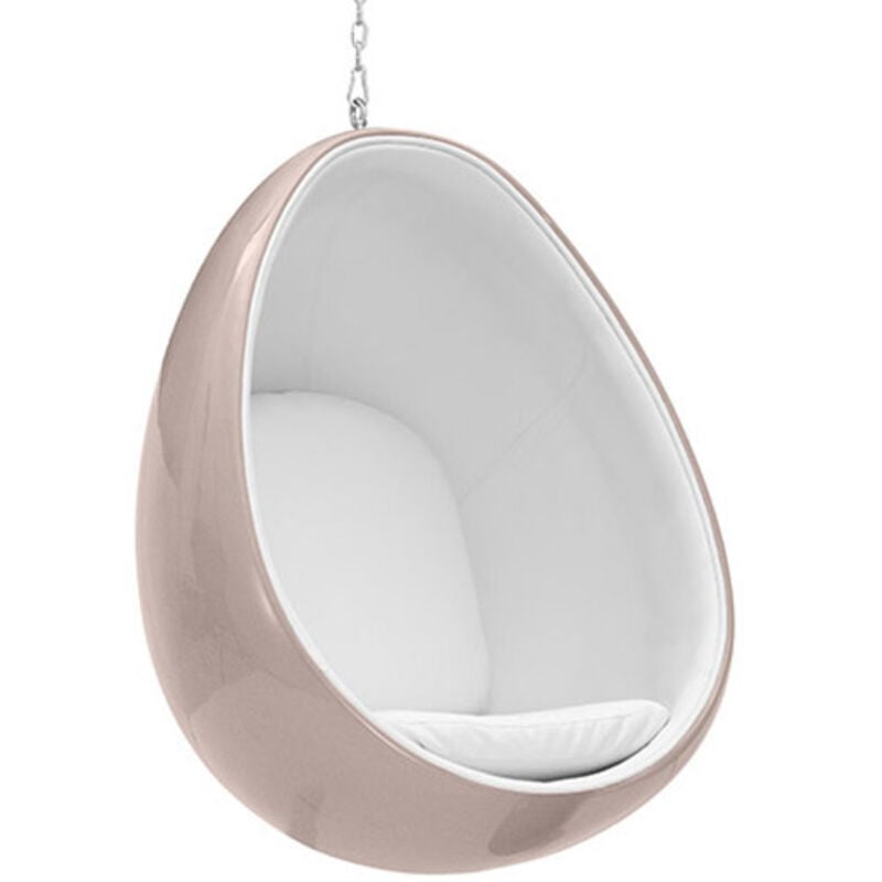 foto del prodotto poltrona sospesa di design a forma di uovo rivestita in tessuto eny bronze metallizzato