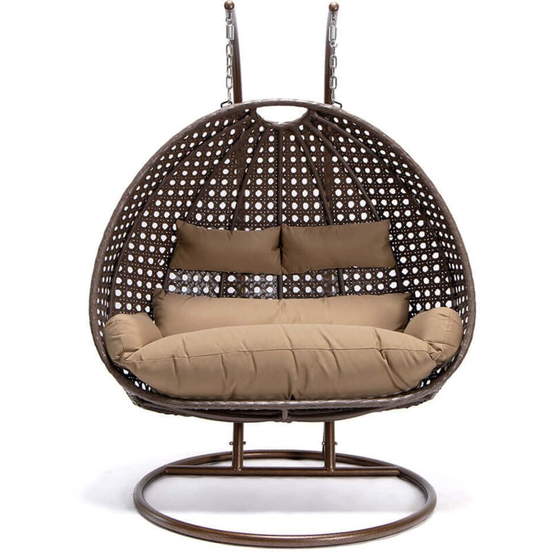foto del prodotto poltrona sospesa in polyrattan twin colore marrone home deluxe