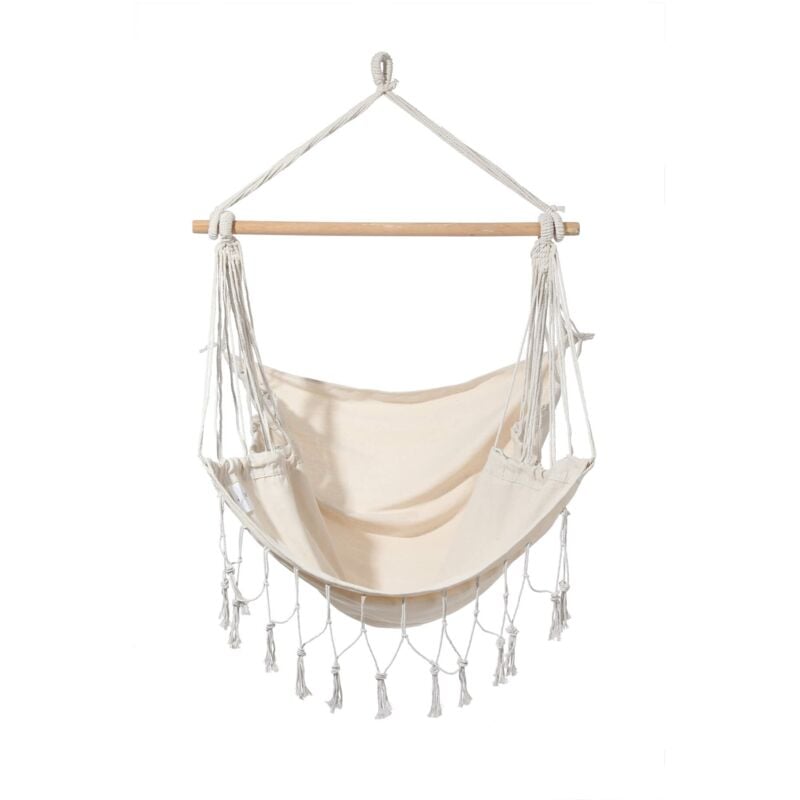 foto del prodotto poltrona sospesa rebecca mobili edera 130x90x130 policotone canvas beige boho