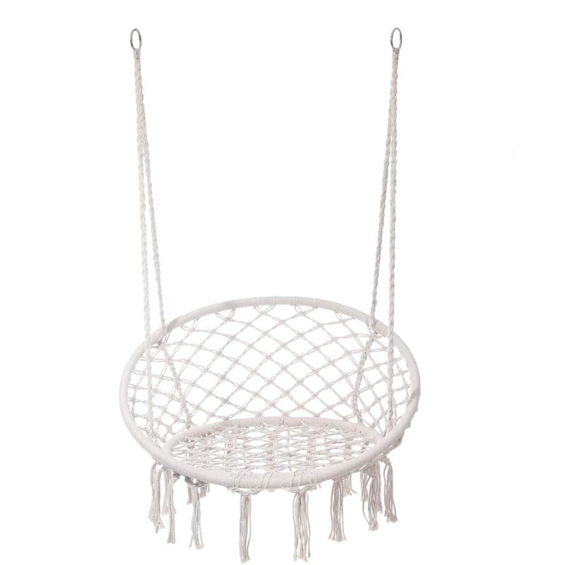 foto del prodotto poltrona sospesa rebecca mobili kadyos 120x80x60 policotone acciaio bianco crema boho