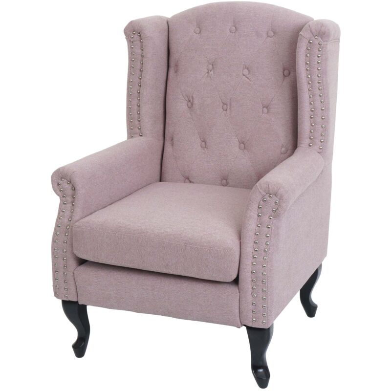 foto del prodotto poltrona stile vittoriano elegante chesterfield tessuto, rosa chiaro senza poggiapiedi